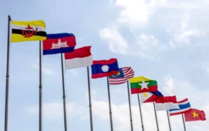 ASEAN country flags as trade partners of China