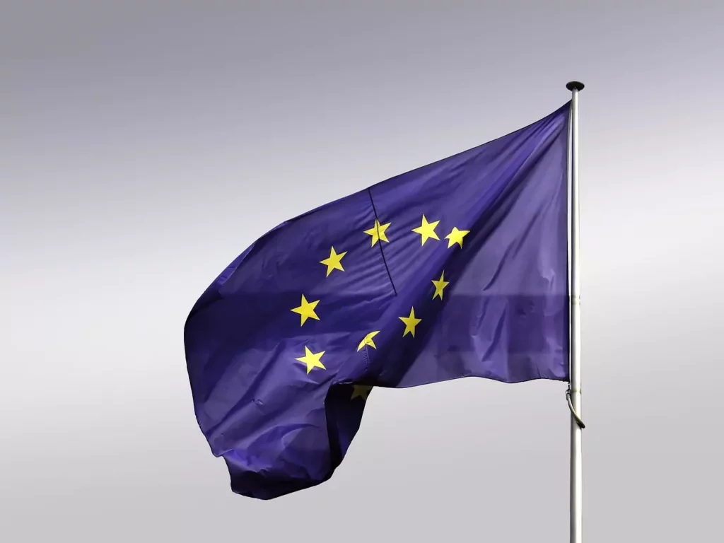 Plastic Material Distribution Across Different Industries in the EU 5 EU plastic use symbol photo with flag