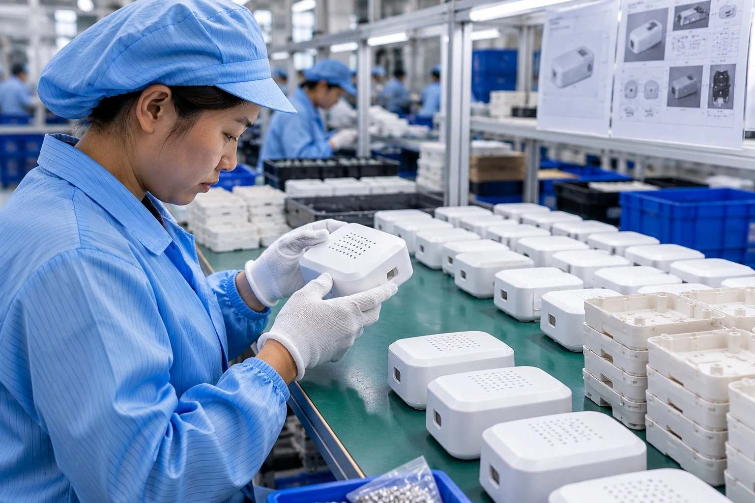 Quality check on housings at a custom plastic manufacturer