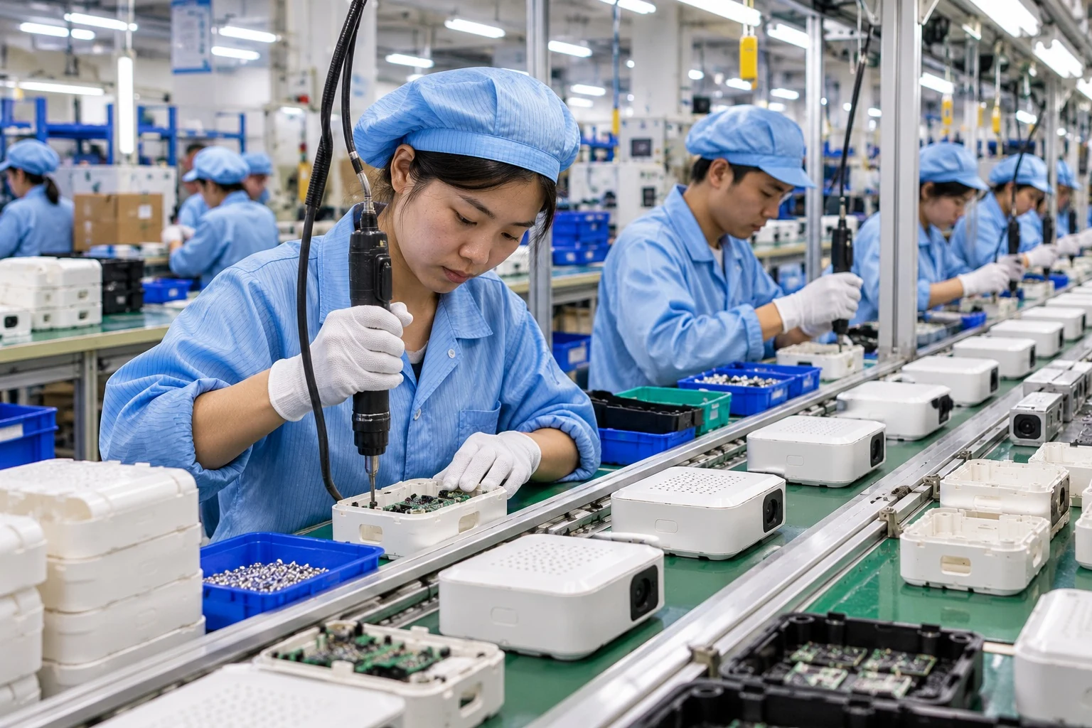 Production line run by product manufacturing companies in Asia