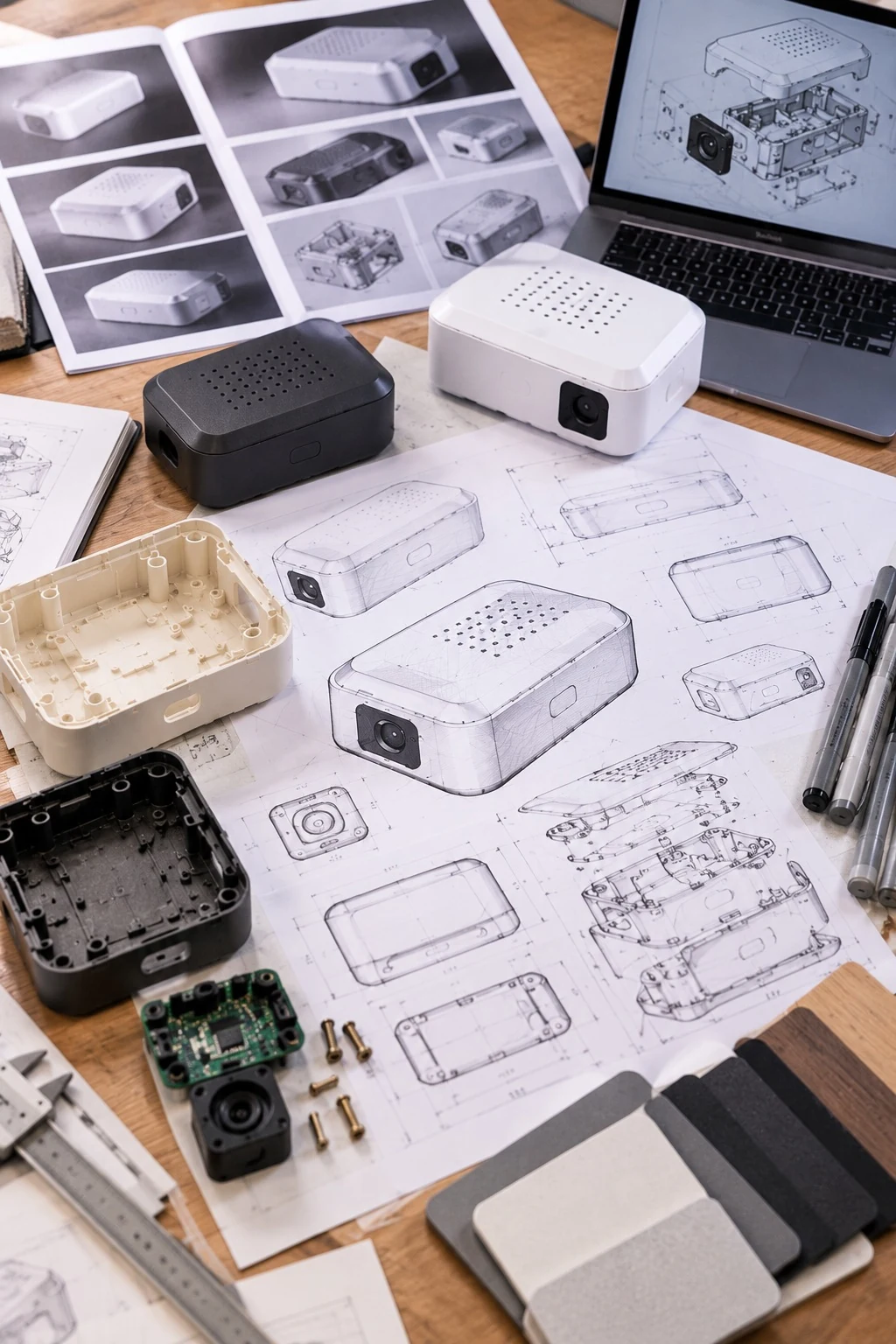 Concept drawing beside a reference product