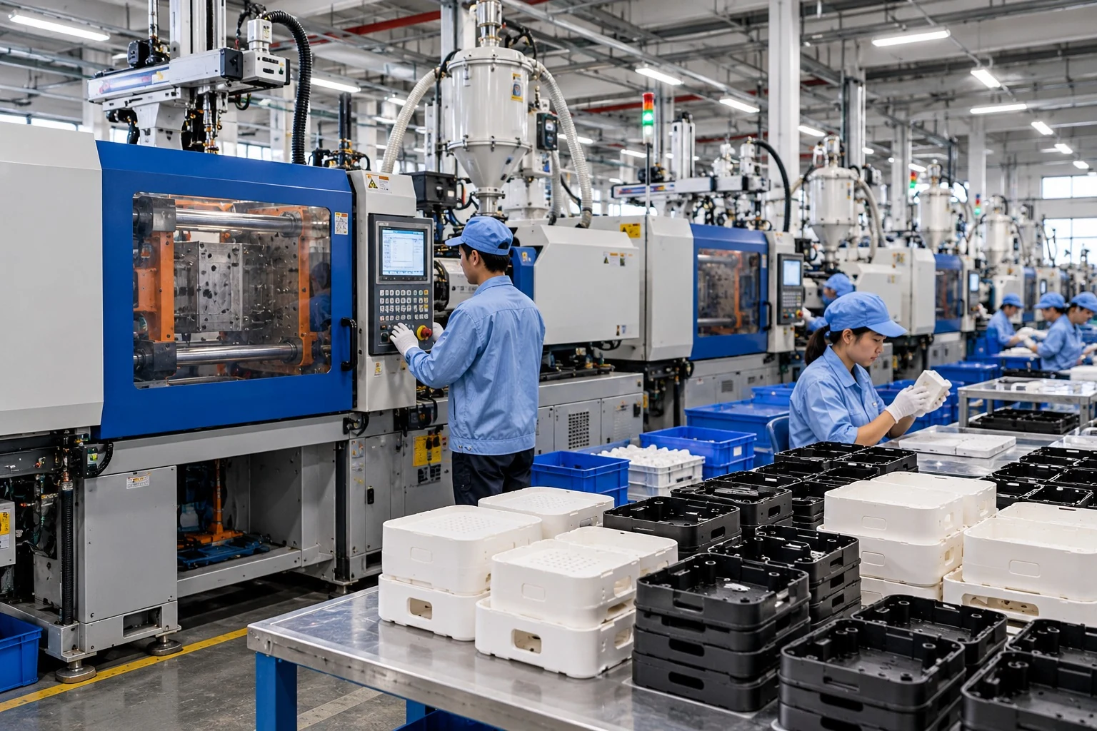 Injection moulding machines at a custom plastic manufacturer